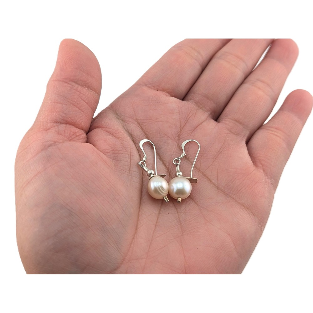 Handcrafted Navajo Native‎ Amercian Handmade Freshwater Pearls Dangle Earrings** - Picture 9 of 11